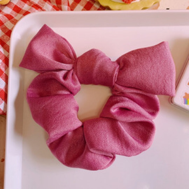 Buộc tóc scrunchies lụa kết nơ tiểu thư ulzzang
