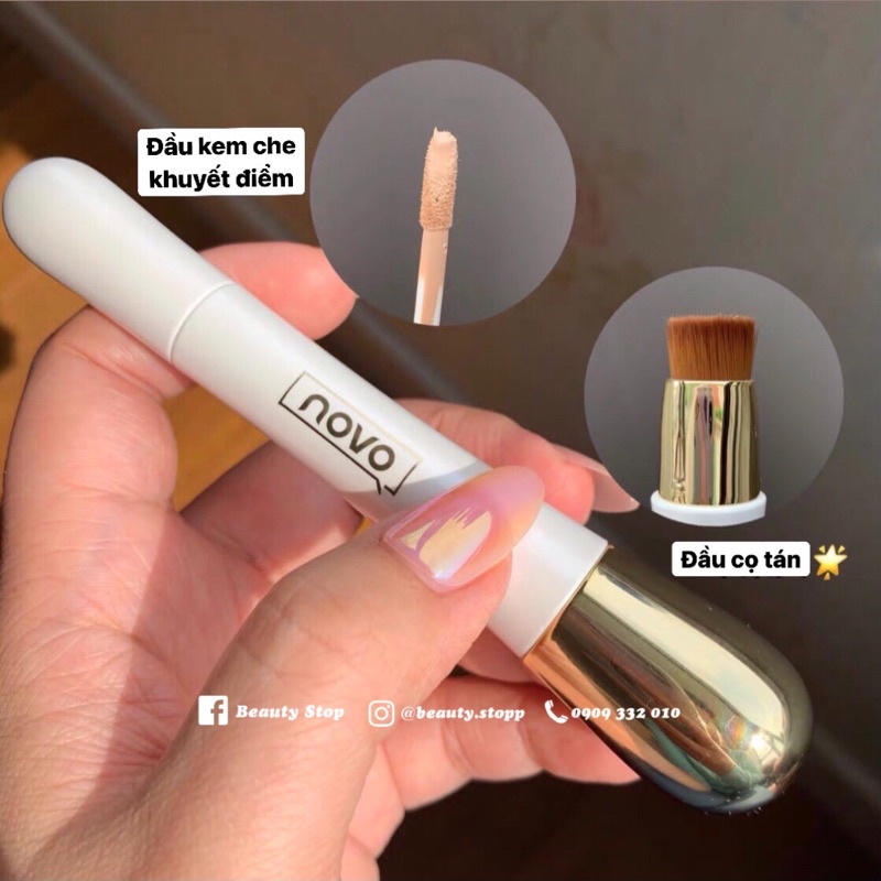 Che Khuyết Điểm Kèm Cọ Tán Kem NOVO Concealer Stick