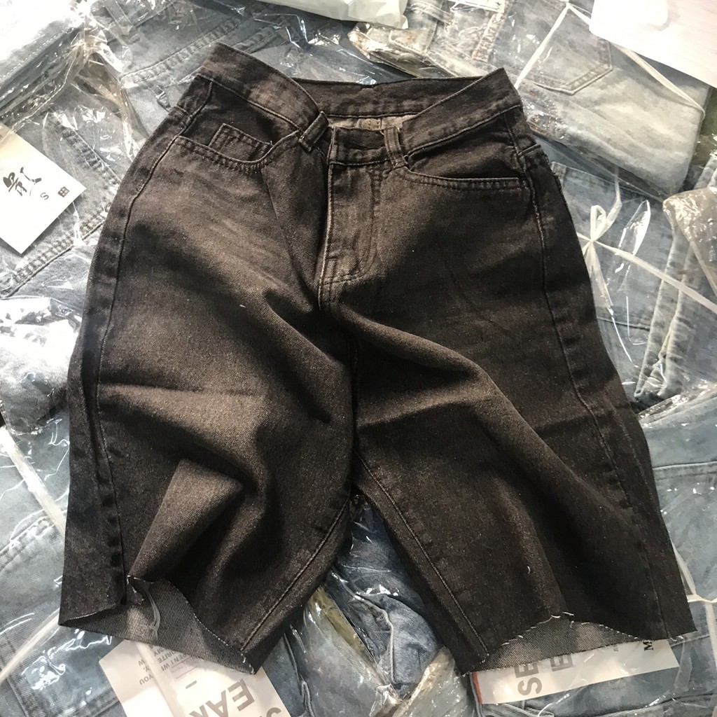 Quần short jean nữ lửng ống rộng màu khói MSHAK1