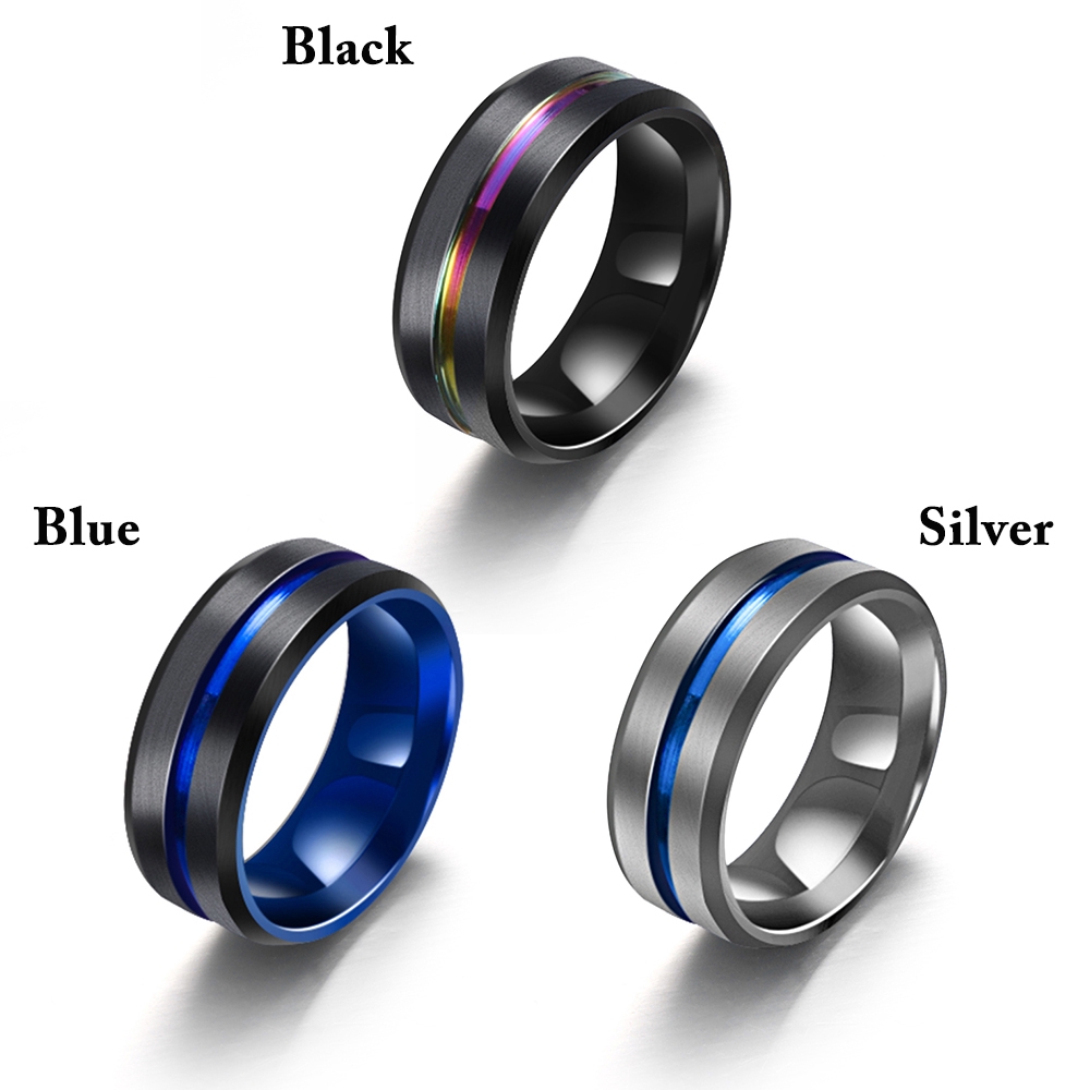 EUCAP Matte 8mm Jewelry Vintage Men Titanium Steel Ring