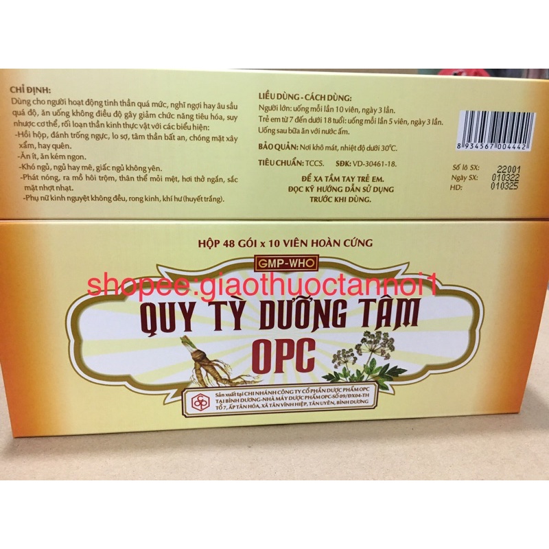 Quy tỳ dưỡng tâm opc cho trẻ từ 7 tuổi đến người lớn (hồi hộp, đánh trống ngực, lo sợ, chóng mặt, hay quên, ăn ít,ngủ ít