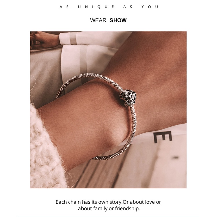 Hạt phụ kiện BAMOER SCC2098 bằng bạc 925 hình trái tim tinh tế