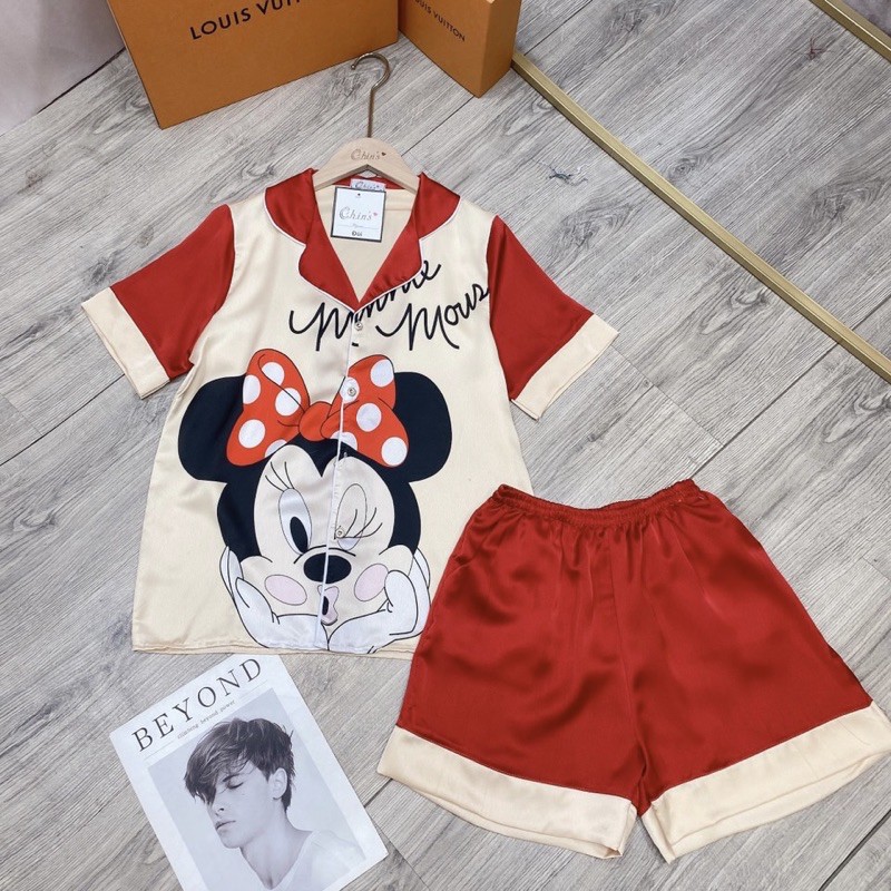 ] Bộ đồ Pijama lụaBộ lụa thiết kế Quần Sooc Họa tiết chất liệu mát lịm | BigBuy360 - bigbuy360.vn