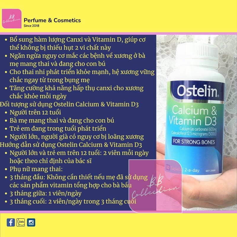 [ Hàng Chuẩn ÚC ] Ostelin Bầu Calcium &amp; Vitamin D3 - Viên uống ngăn ngừa loãng xương người lớn 130 viên