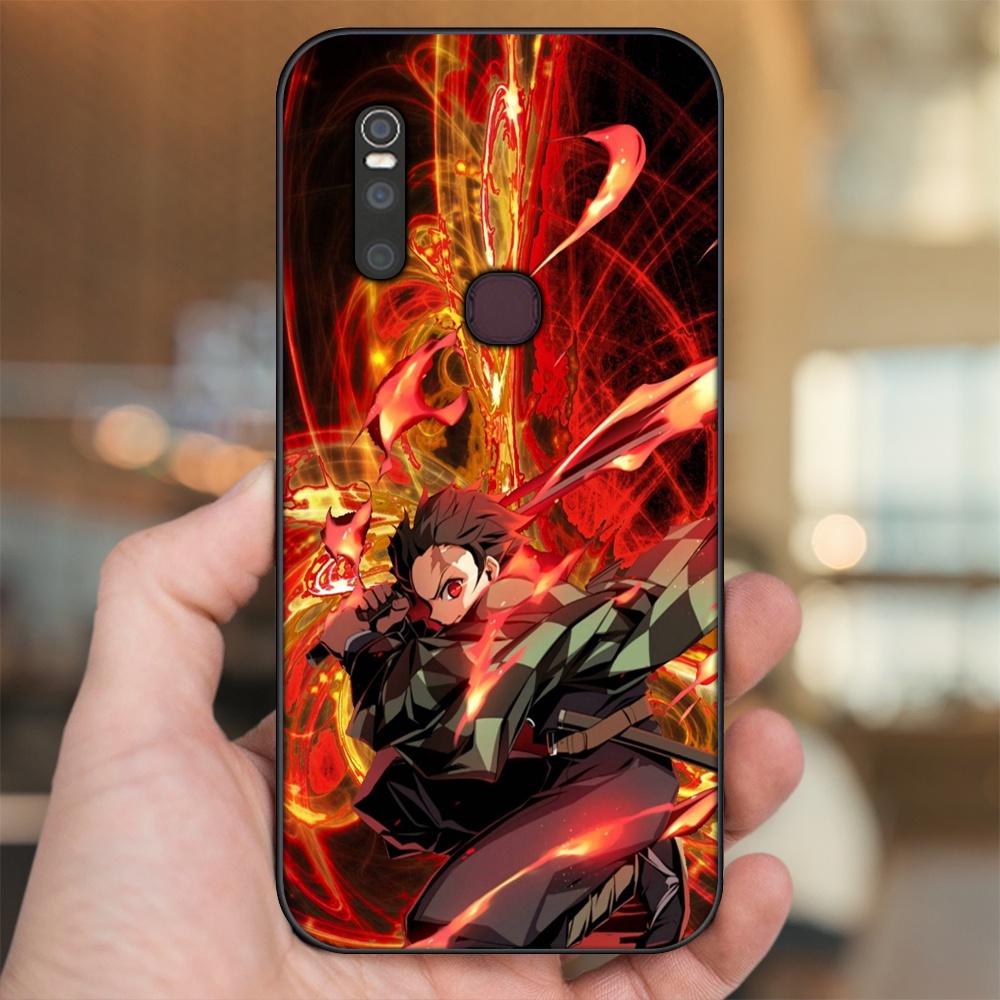 Ốp lưng Vivo V15 viền đen in hình Tanjiro Kimetsu No Yaiba