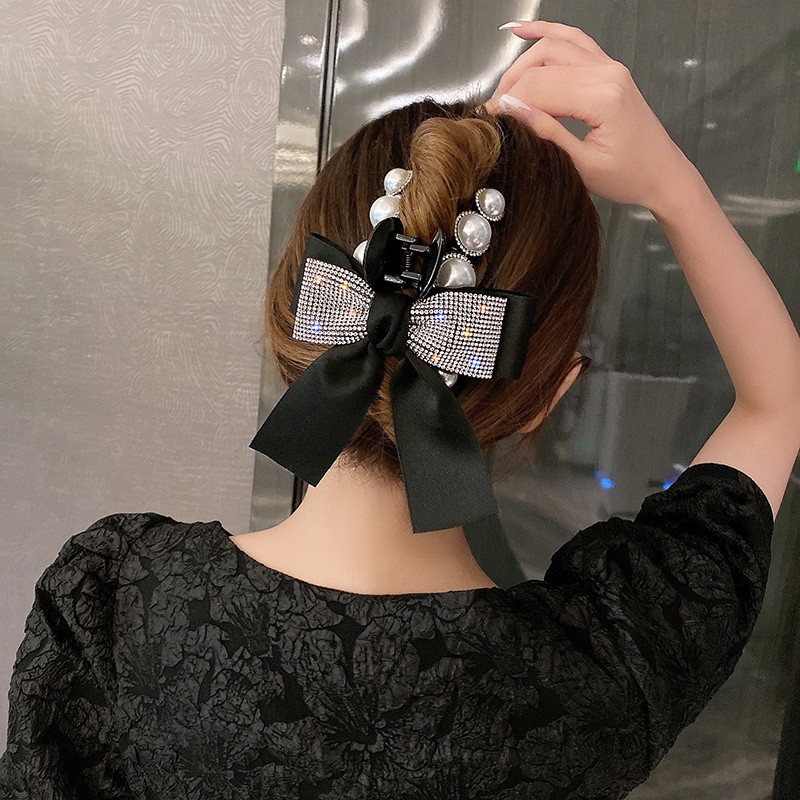 Kẹp Tóc Nơ Đính Ngọc Trai Giả Lấp Lánh Phong Cách Hàn Quốc 2022 Mới