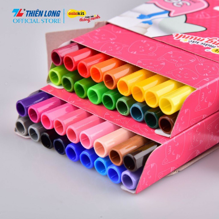 Hộp Bút Lông 36 Màu - Fiber Pen Washable - Nét Mảnh Nét To. Bôi được!! - dòng sản phẩm Colokit - Thương hiệu Thiên Long.