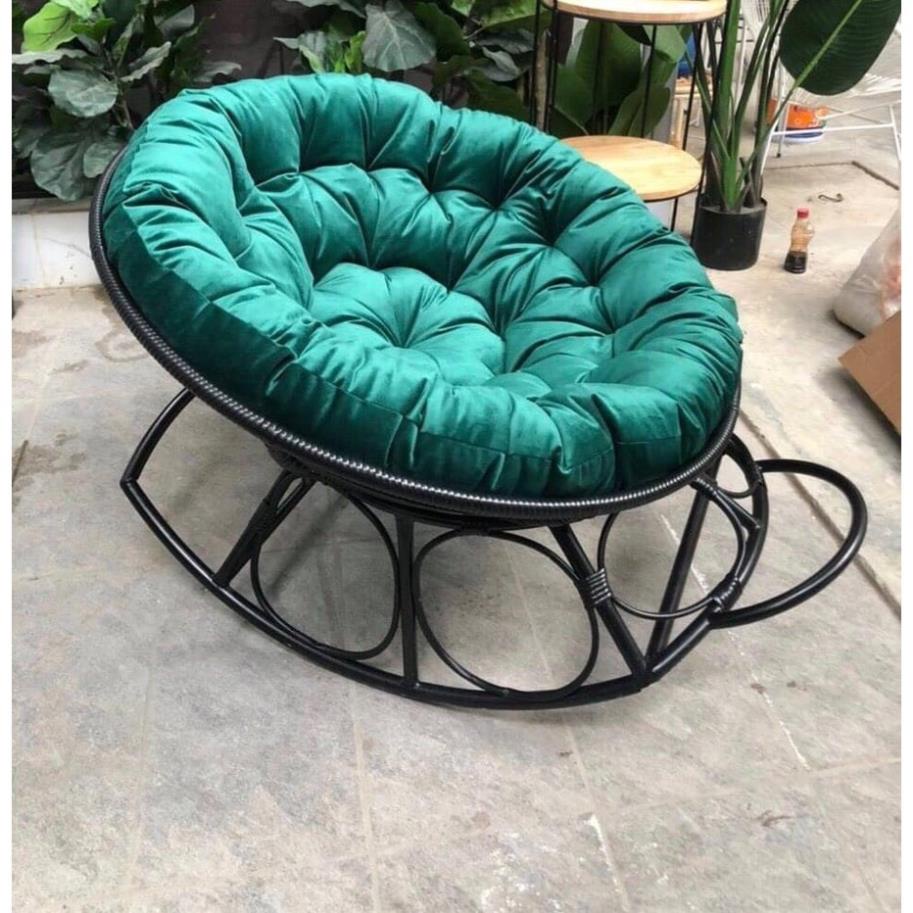 Ghế lười Papasan bập bênh thư giãn giả mây lõi thép không gỉ trang trí ban công hoặc phòng khách, phòng ngủ / Đà Nẵng