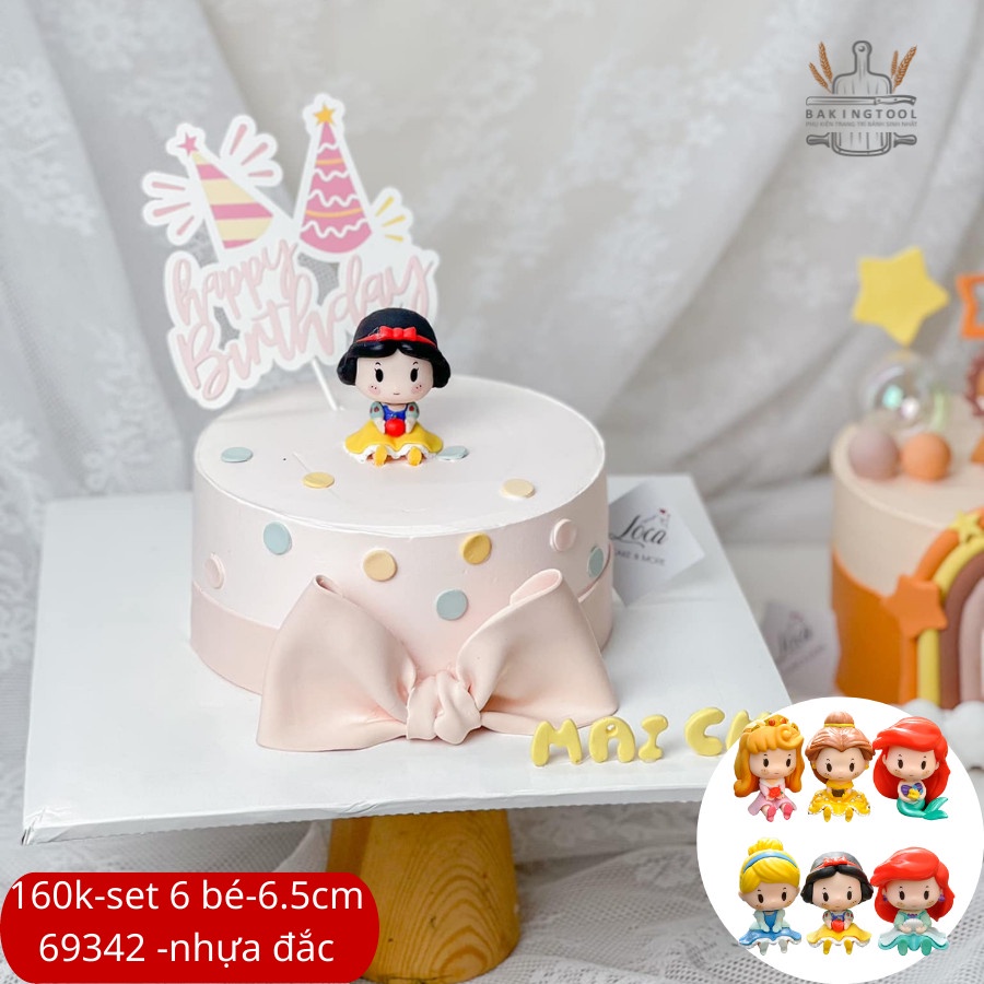Trang trí bánh mô hình 6 công chúa Disney chibi