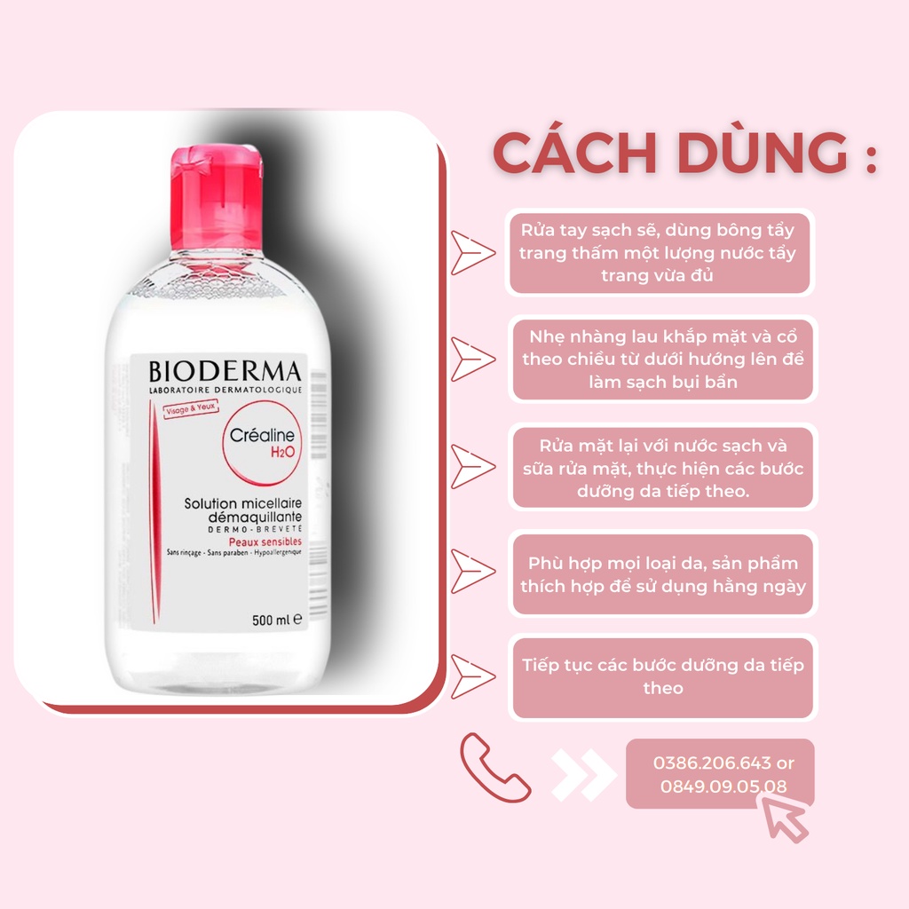 Nước Tẩy Trang Cho Da Dầu Và Da Nhạy Cảm Bioderma H2O Solution Micellaire 500ml TT1039