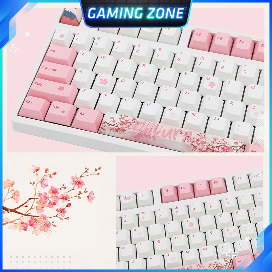 [Mã 252ELSALE hoàn 7% đơn 300K] Keycap bàn phím cơ Sakura Nhật Bản nhựa PBT 110 phím siêu đẹp