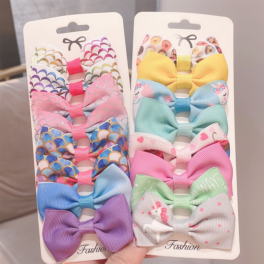 Bộ 8 Kẹp tóc KIDSBOWS phối nơ phong cách thời trang xinh xắn dễ thương cho bé gái