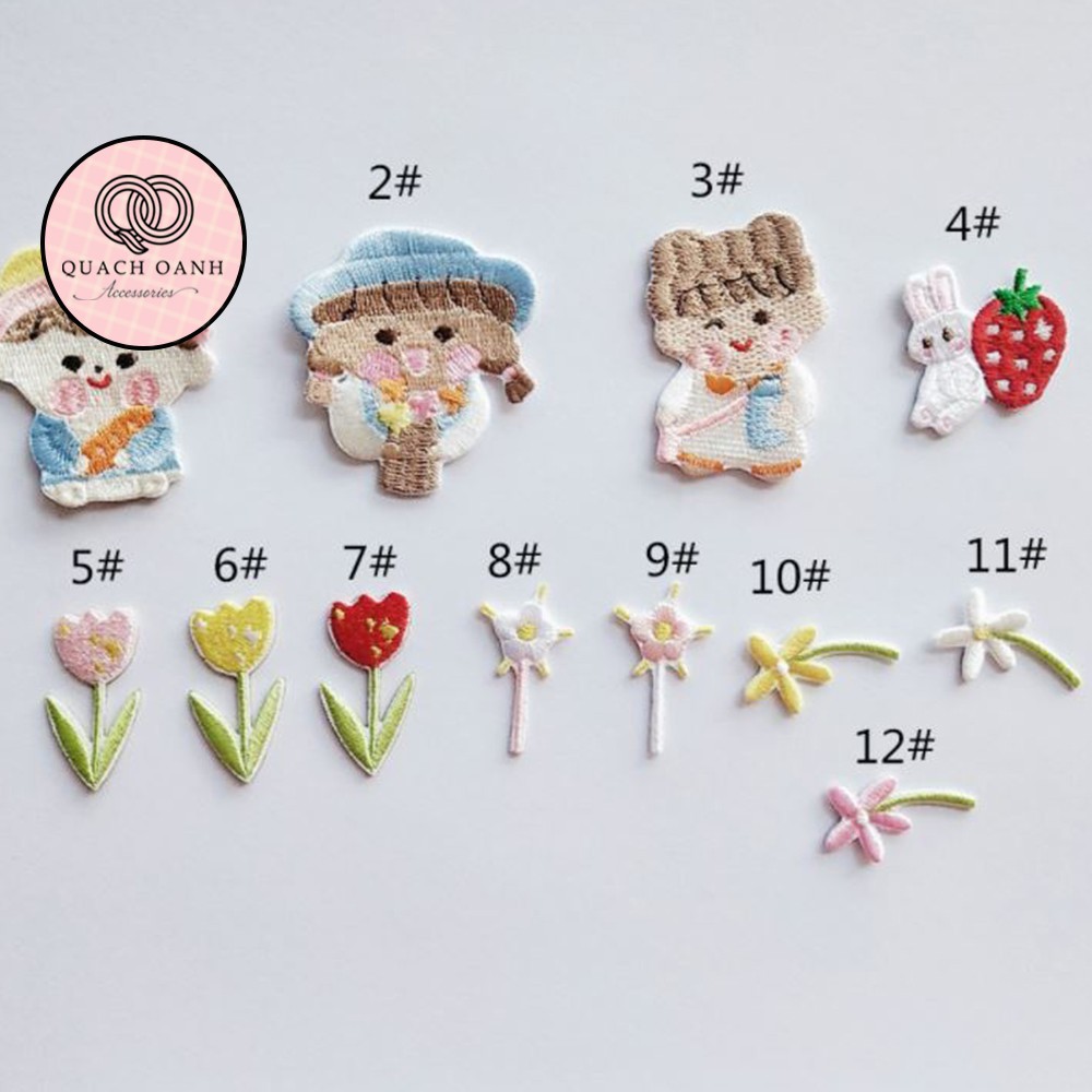 Sticker nhãn dán vải thêu hình cô gái nhỏ dễ thươn g tự dính trang trí sổ, vở, mũ bảo hiểm - ST33