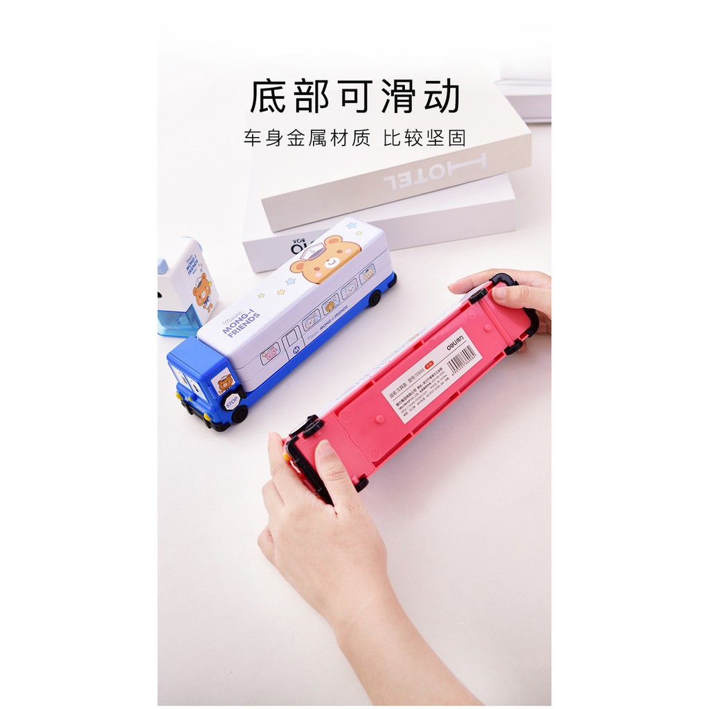 Hộp bút hình ô tô 3 ngăn kèm gọt bút chì