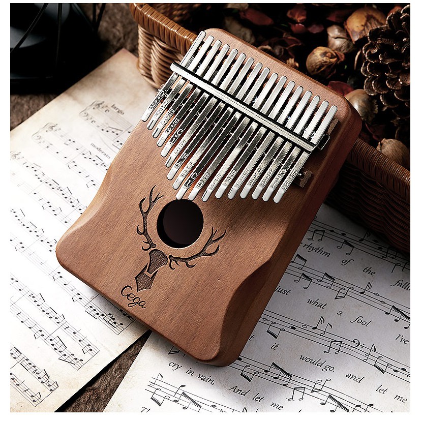 Đàn kalimba 17 phím gỗ nguyên khối Mahagony GECKO000076-002 Kalimba Cega Tuần lộc xanh