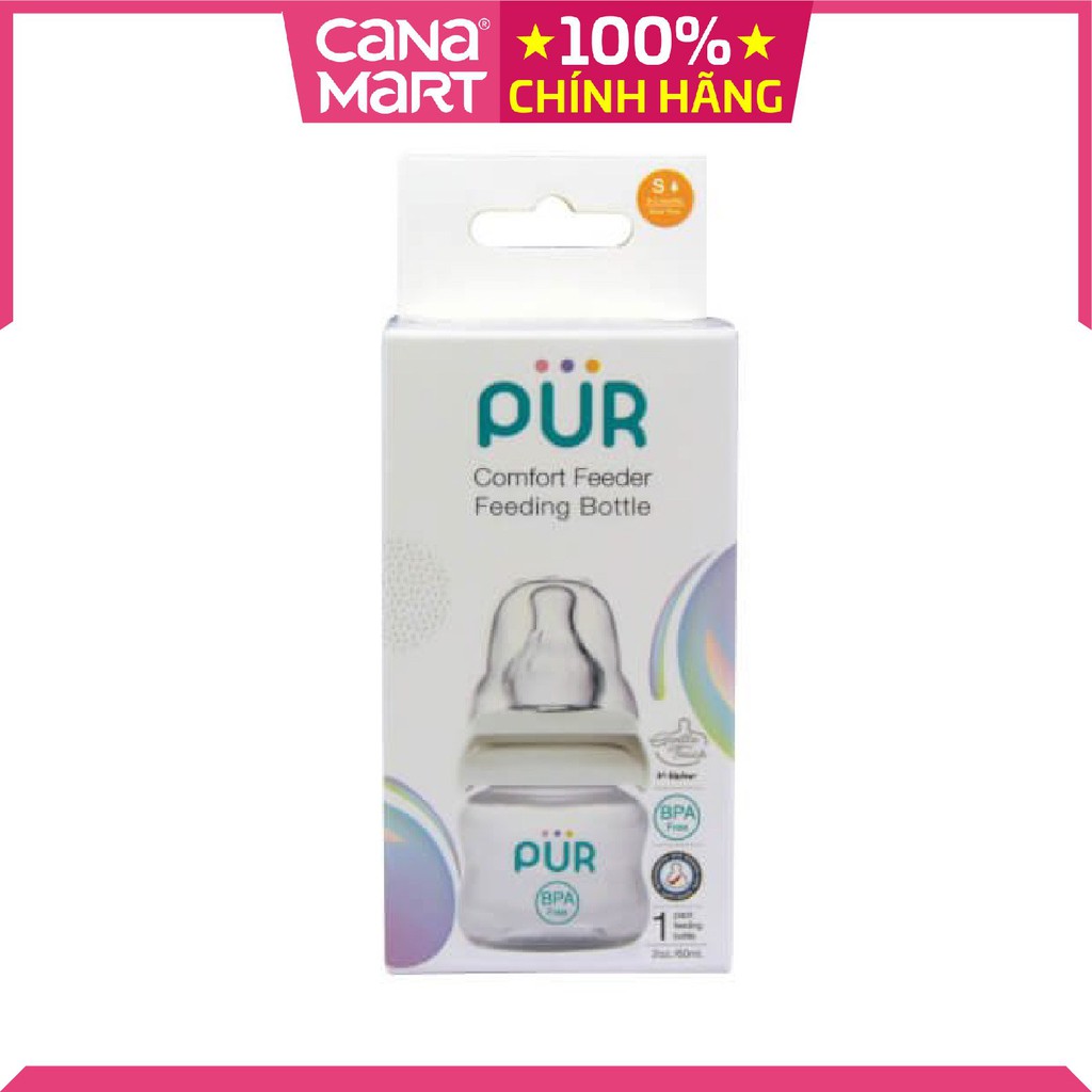 Bình sữa cho bé cổ thường Pur Comfort Feeder Van chữ V  không chứa BPA giúp bé bú khỏe hơn mà không bị sặc