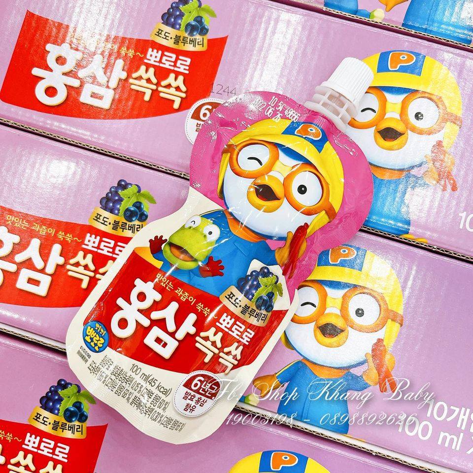 Nước Hồng sâm cho bé Pororo Hàn Quốc