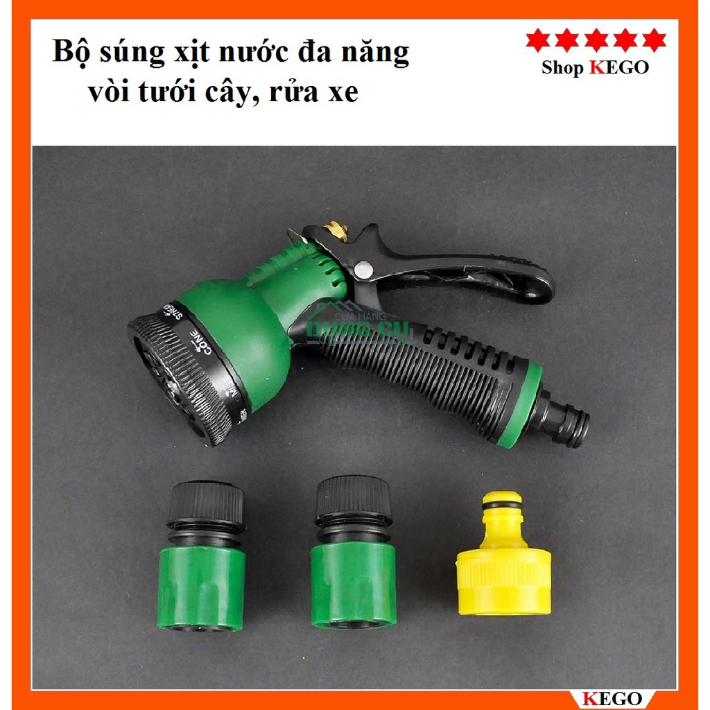 Bộ súng xịt nước đa năng tưới cây, xịt rửa xe tiện lợi tùy chỉnh nhiều chế độ