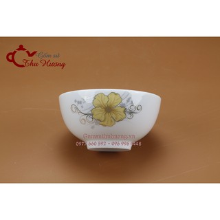 Bát ăn cơm Bát Tràng_Bộ chén ăn cơm men trắng hoa gió