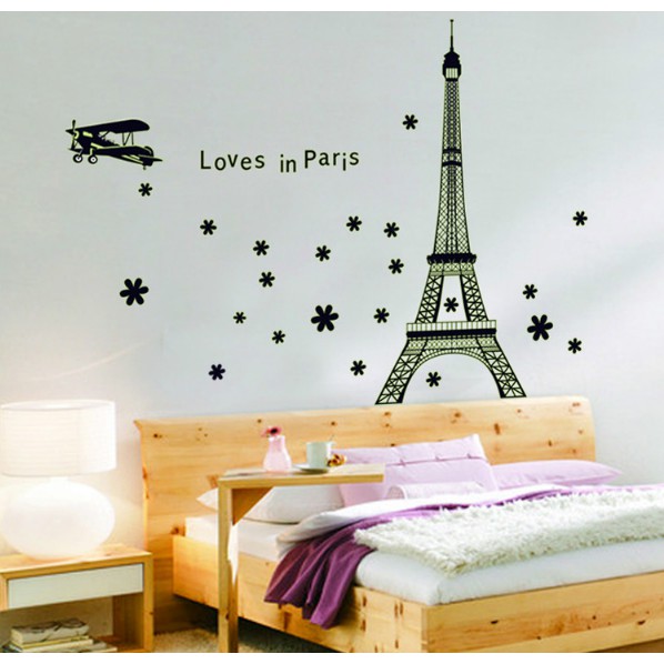 Decal trang trí tường - Tháp Love In Paris DẠ QUANG