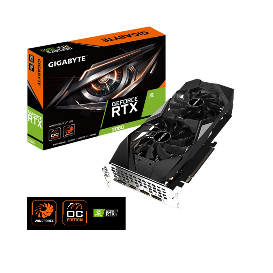 Card màn hình Gigabyte GeForce RTX 2060 12GB DDR6 (GV-N2060WF2OC-12GD) - Chính hãng