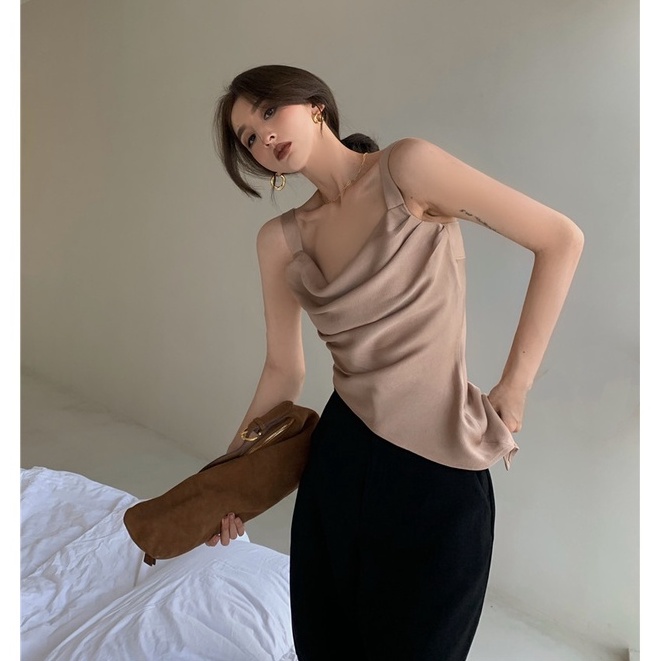 Áo Hai Dây Vải Lụa Kiểu Cổ Điển Phong Cách Hàn Quốc | BigBuy360 - bigbuy360.vn