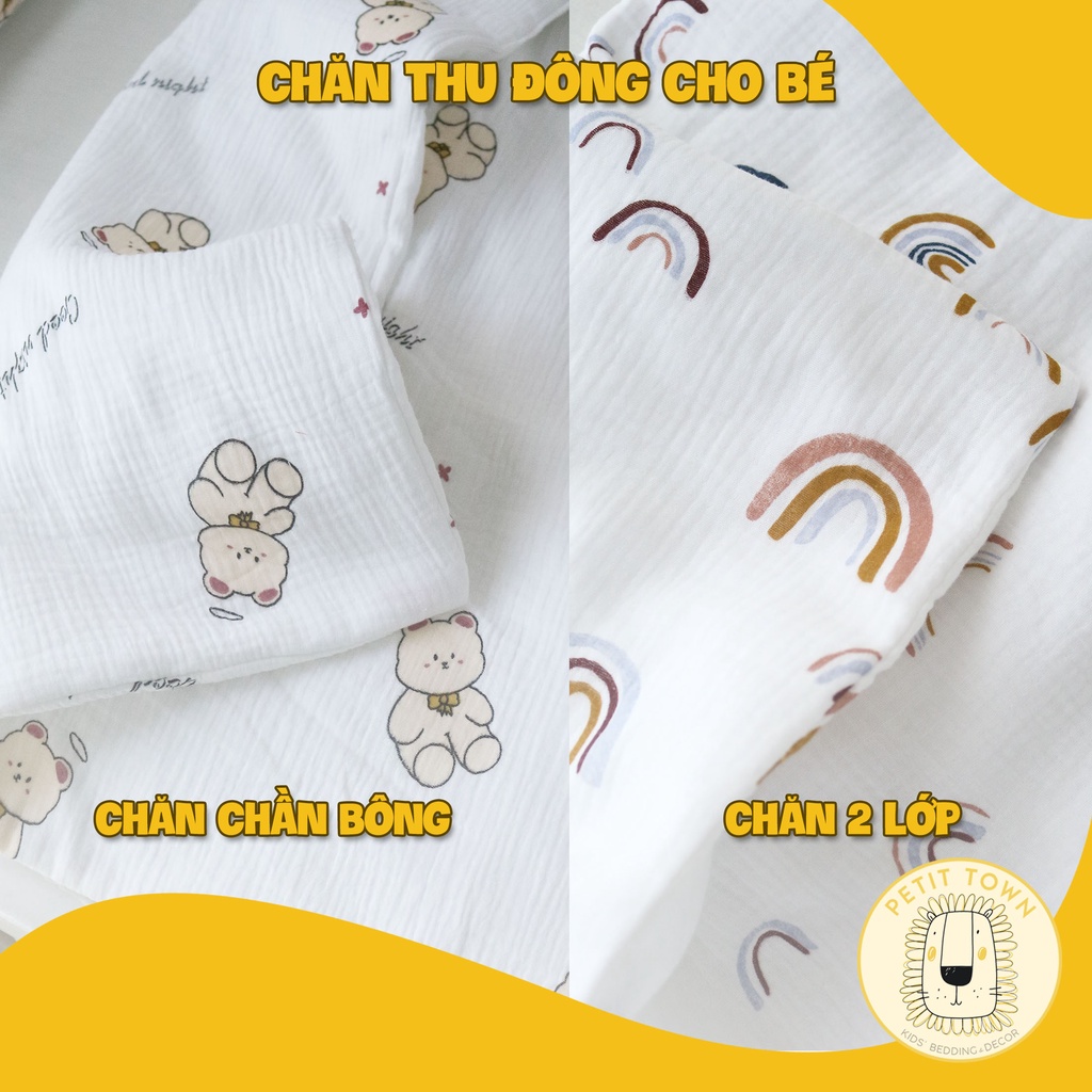 Chăn cho bé, vải xô muslin, chăn bông, chăn thu đông, ruột chăn bông, handmade