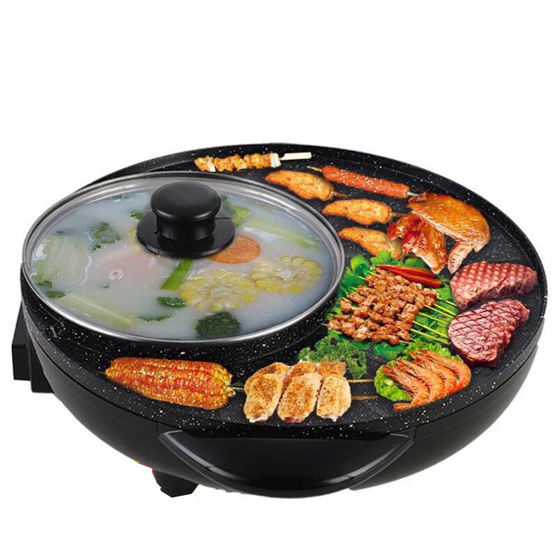 LẨU NƯỚNG tiện lợi 2IN1 bếp tròn đen đa năng