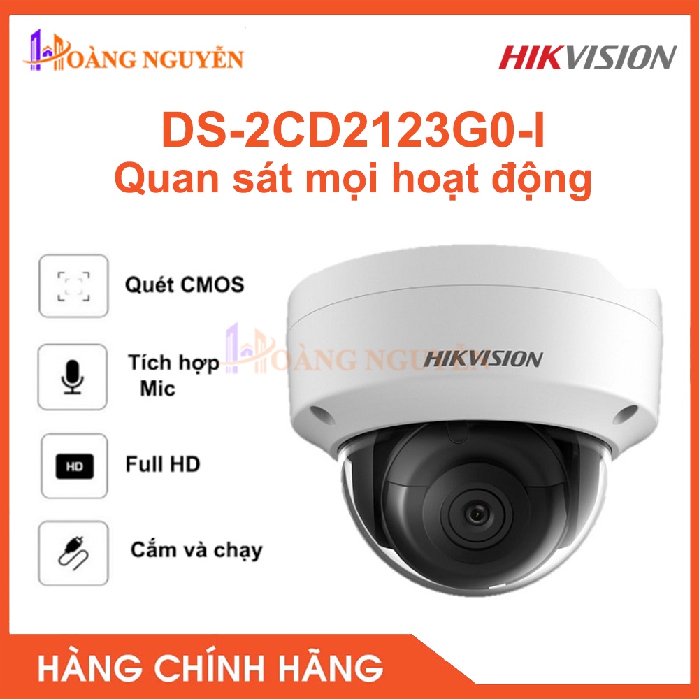 [NHÀ PHÂN PHỐI] Camera IP Dome Hồng Ngoại 2.0 Megapixel HIKVISION DS-2CD2123G0-I-BẢO HÀNH 24 THÁNG.