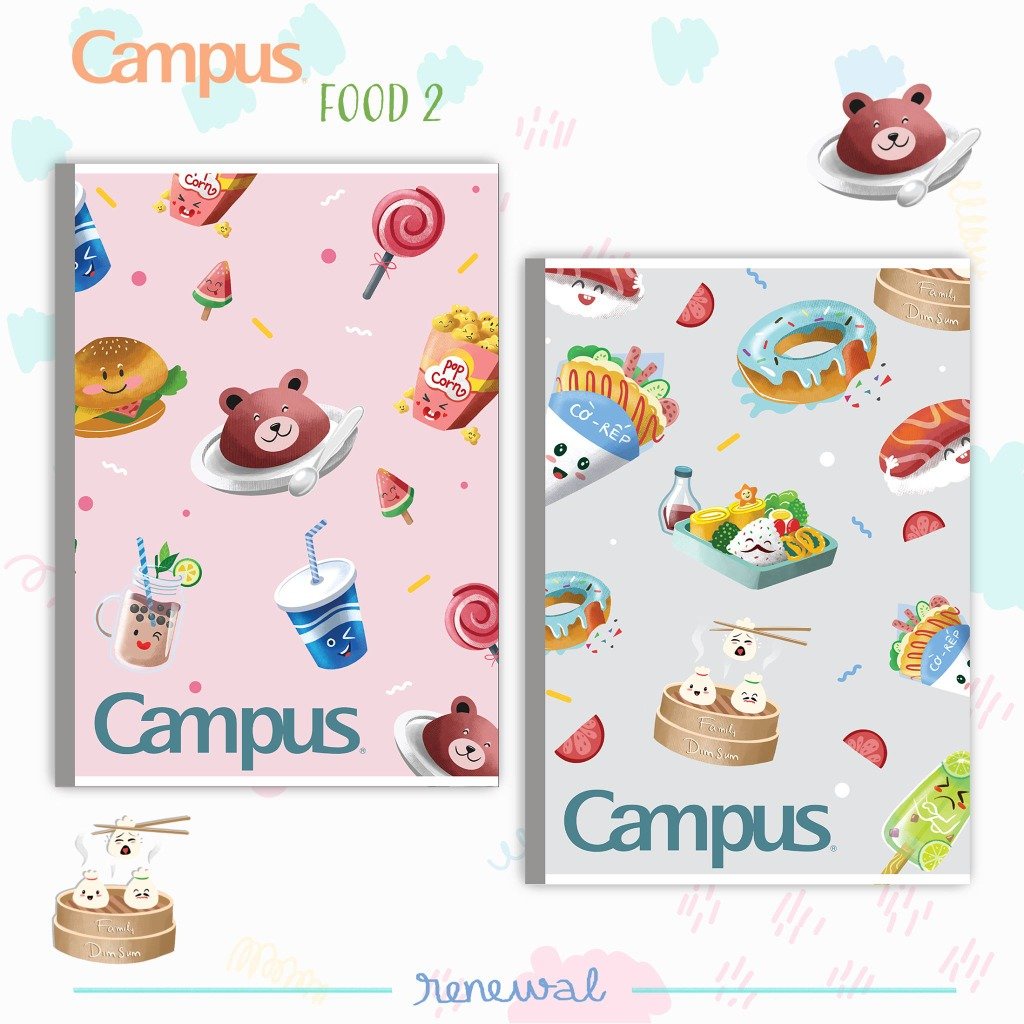 Vở kẻ ngang Campus Food-2 80 Trang ĐL 70 gsm NB-NFO280-2 FOOD-2 (giao màu ngẫu nhiên)