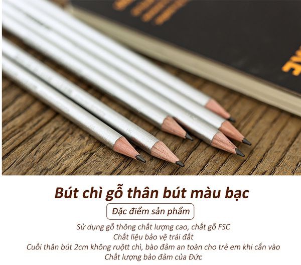 Bộ 3 cây bút chì gỗ STABILO Schwan 417+gôm,PC417S-C3