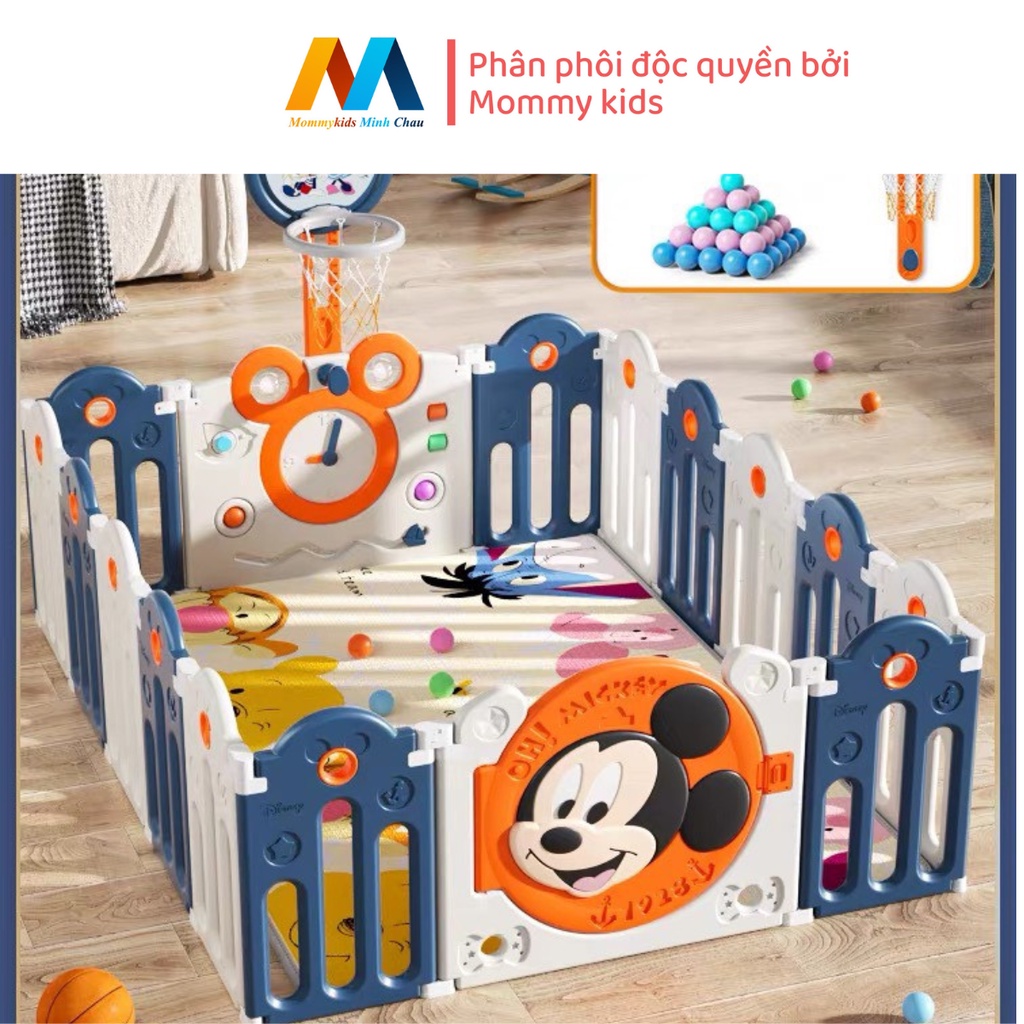 Bộ quây cũi MommyKids Minh Chau , mẫu micky gấp gọn chất liệu nhựa nguyên sinh