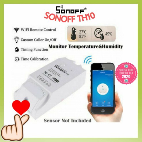 SONOFF TH10 - 10A, công tắc WIFI, điều khiển từ xa, có hỗ trợ cảm biến nhiệt, độ ẩm