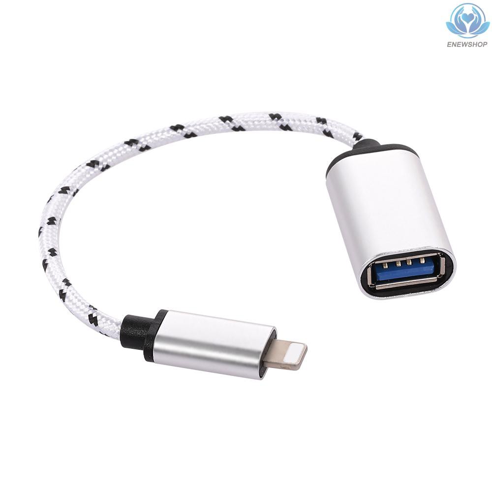 【enew】Lightning OTG Cable Lightning Male to USB2.0 Adapter Data Transfer Cord for (Silver)