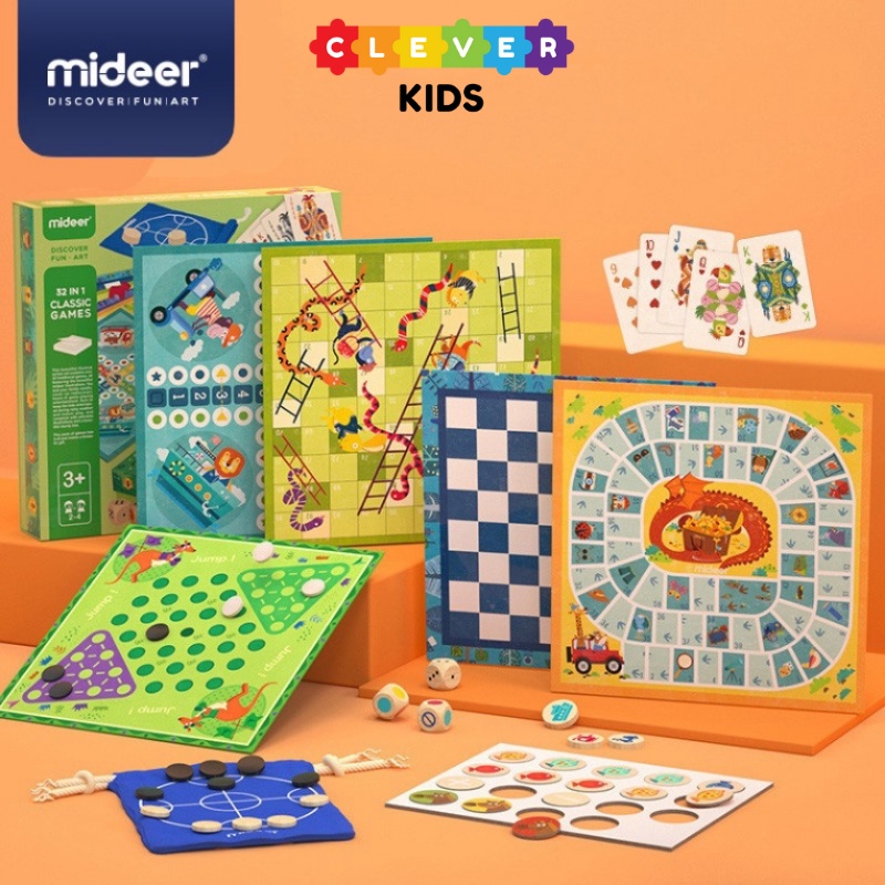 Đồ Chơi Các Loại Cờ Cổ Điển Mideer Classic Games 32 In 1, Đồ Chơi Trí Tuệ Cho Bé Từ 3+ - CleverKids