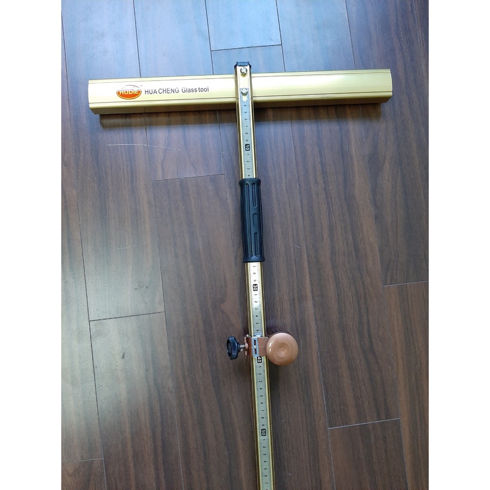 Dao cắt kính chữ T 1m2, 1m5 cán bằng hợp kim nhôm bọc viền đồng, Hiệu Huacheng- Loại cán 26mm -tặng  2 lưỡi
