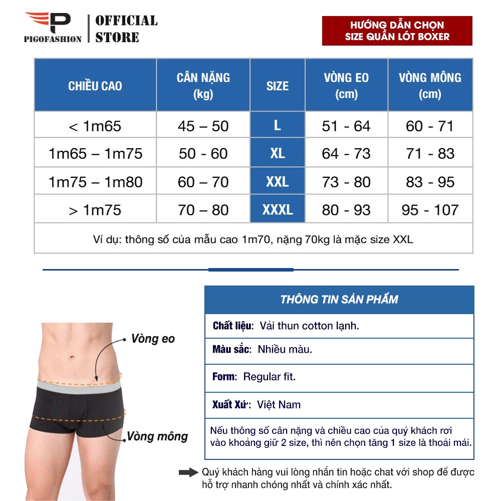 [Mã LTBAUAB19 giảm 7% đơn 99K] Quần lót boxer nam lưng thun dáng quần không viền đường may QLBX02 PigoFashion