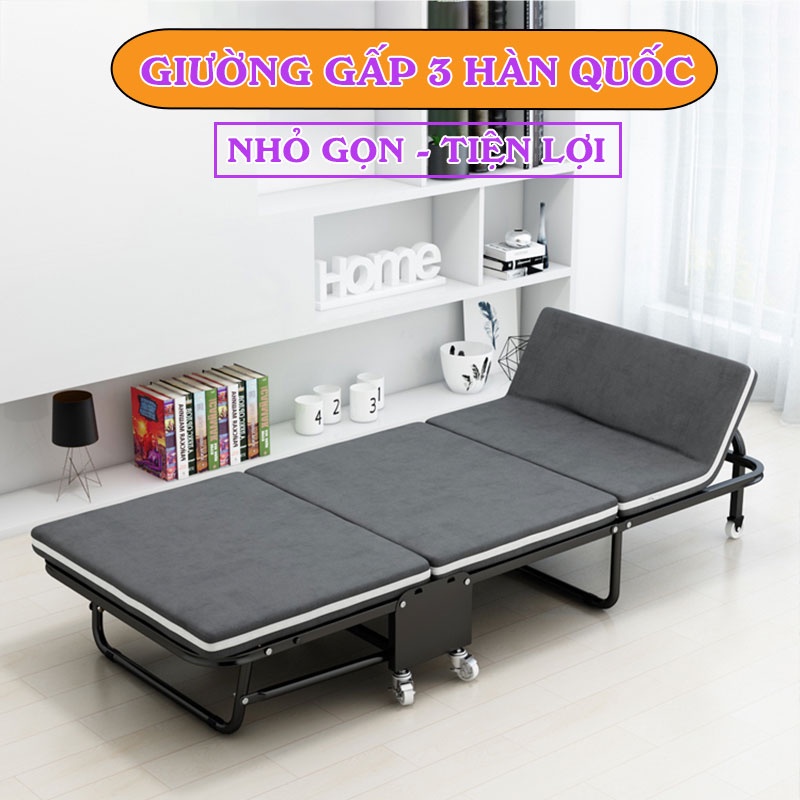 [Mã BMBAU300 giảm 7% đơn 499K] Giường gấp ba khúc NIKITA GB375 rộng 75cm màu XÁM xanh