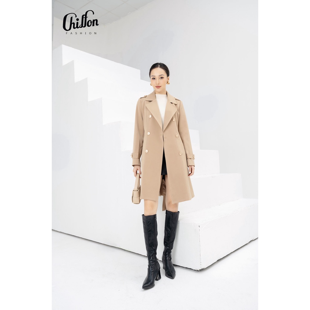 Áo măng tô cao cấp phối cúc đồng, áo khoác nữ đẹp thiết kế by Chiffon | BigBuy360 - bigbuy360.vn