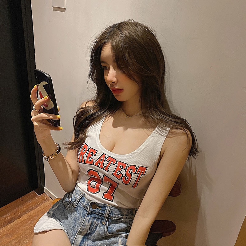 Áo Hai Dây In Chữ Quyến Rũ Thời Trang Mùa Hè Dễ Phối Đồ Cho Nữ