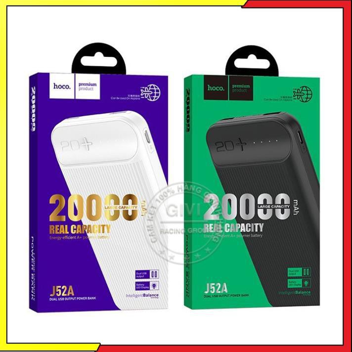 Pin dự phòng Hoco J52A 2 cổng USB 2.0A, 20000mah, có đèn led, tương thích nhiều thiết bị