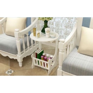 kệ bàn tròn trang trí nhà cửa bàn cà phê bàn trang điểm chất liệu gỗ nhựa composite màu trắng sang trọng