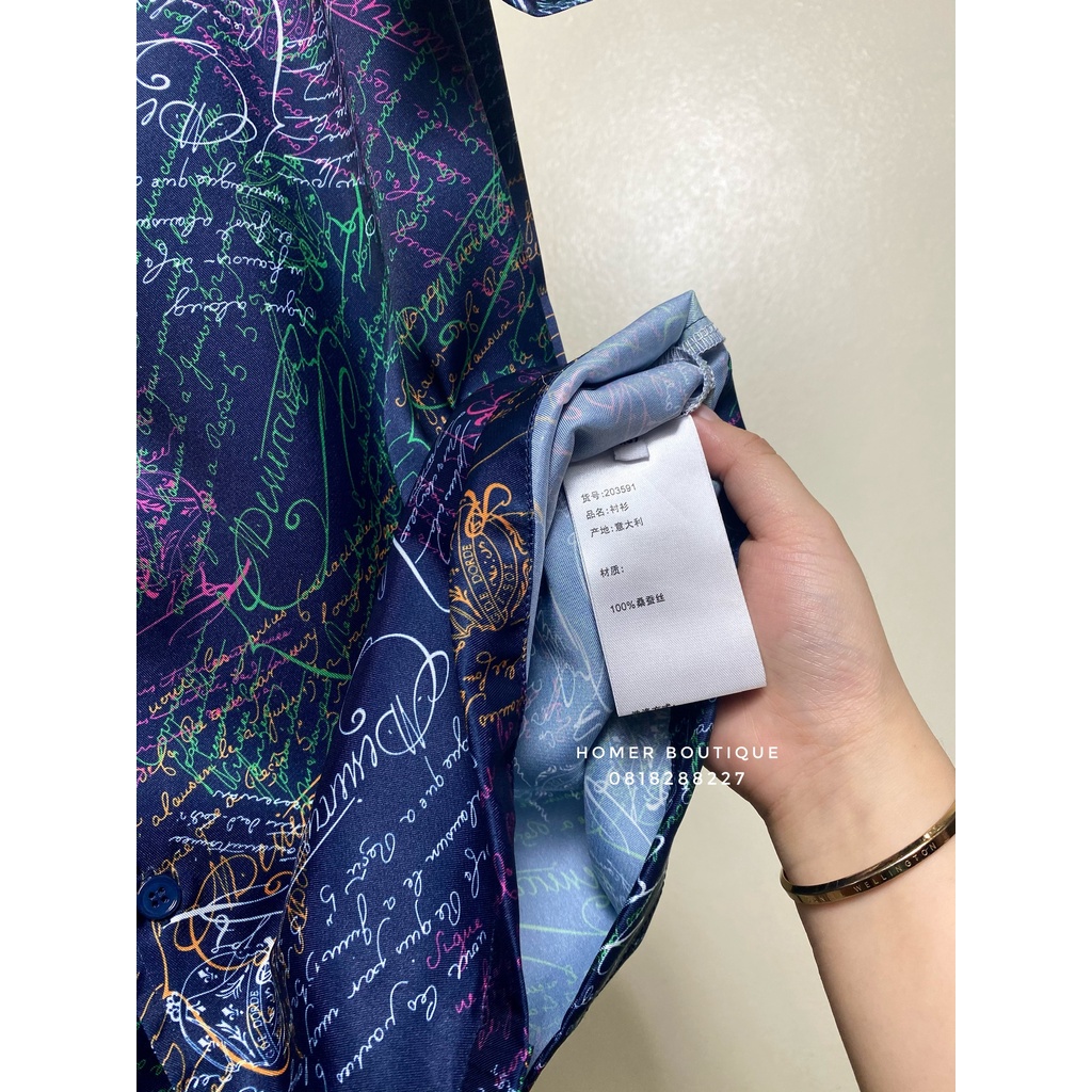 Áo sơ mi cộc tay Berluti MultiColor Scritto Silk