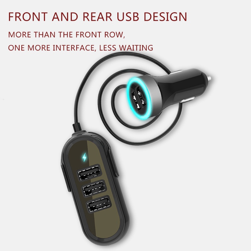Dây Cáp Sạc Nhanh 5 Cổng USB Dài 1 5m Đa Năng Dành Cho Xe Hơi