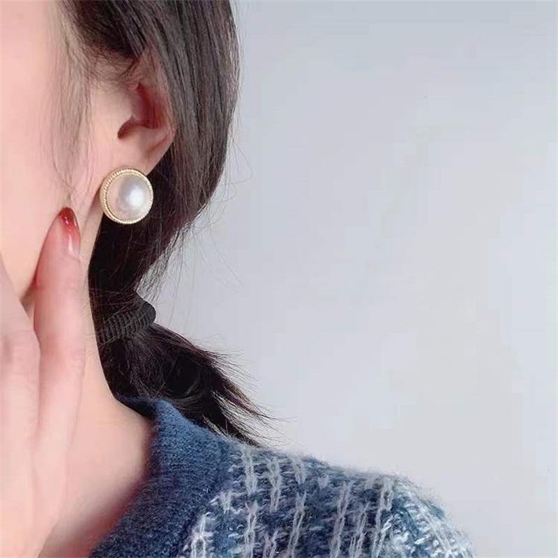 Bông Tai Mạ Bạc 925 Đính Ngọc Trai Phong Cách Sang Trọng Thời Trang Mới