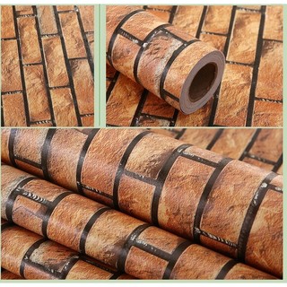 Decal giấy dán tường gạch vàng nâu dọc