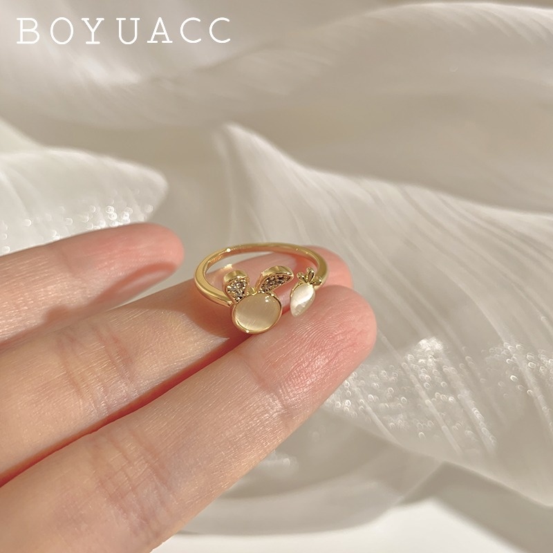 Nhẫn Hở Mạ Vàng Đính Đá Đơn Giản Thời Trang Hàn Quốc