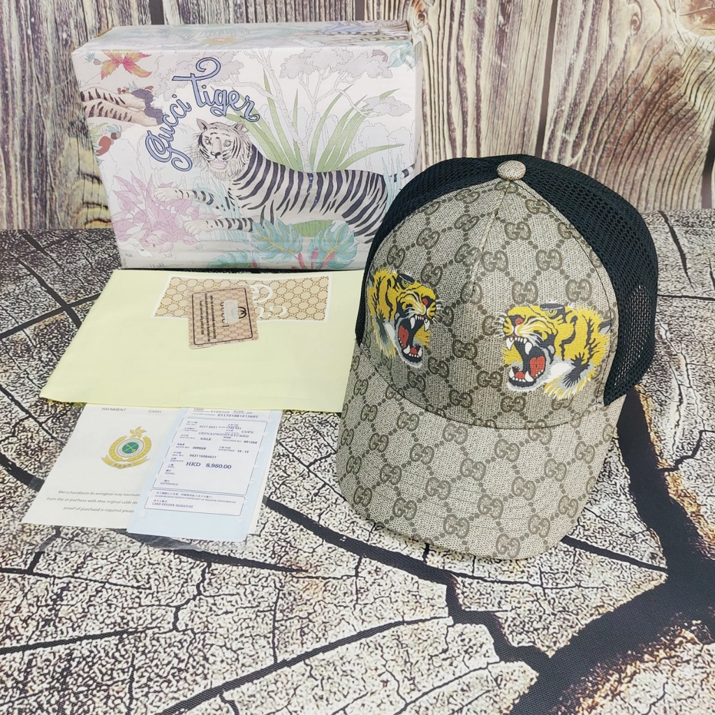 Nón GUCCI Mũ lưới thú song hổ cao cấp full box hộp