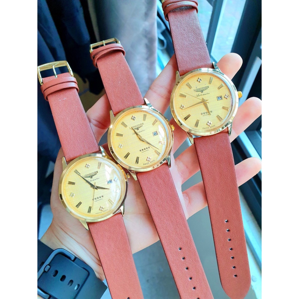 Đồng Hồ Longines Máy Quartz Size 41mm Dây Da 21cm Màu Vàng - tặng hộp và pin dự phòng