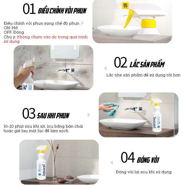 Bình Xịt Tẩy Nấm Mốc Tường Nhà, Phòng Tắm ,Nhà Bếp TEXLABS 500ml